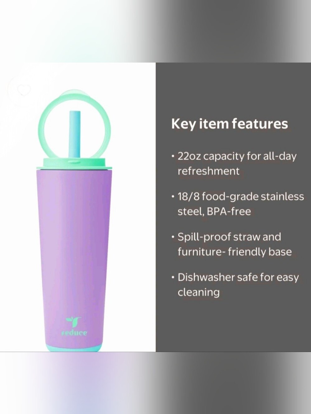 Reduce Lavender & Mint Tumbler 22 OZ - Picture 2 of 5